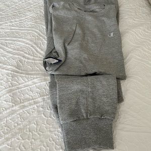 Champion- mens gray sweat pants and shirt